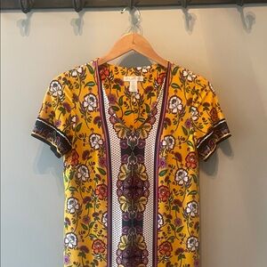 London Times Yellow Floral Midi Dress